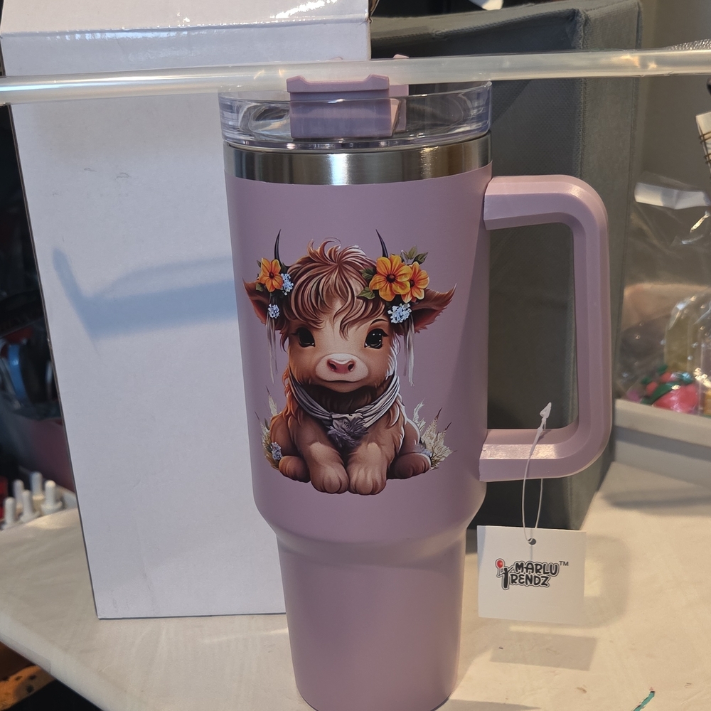 Cute Cow Tumbler with Handle